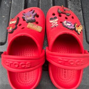 CROCS Kids Red Sandals with Fun Charms